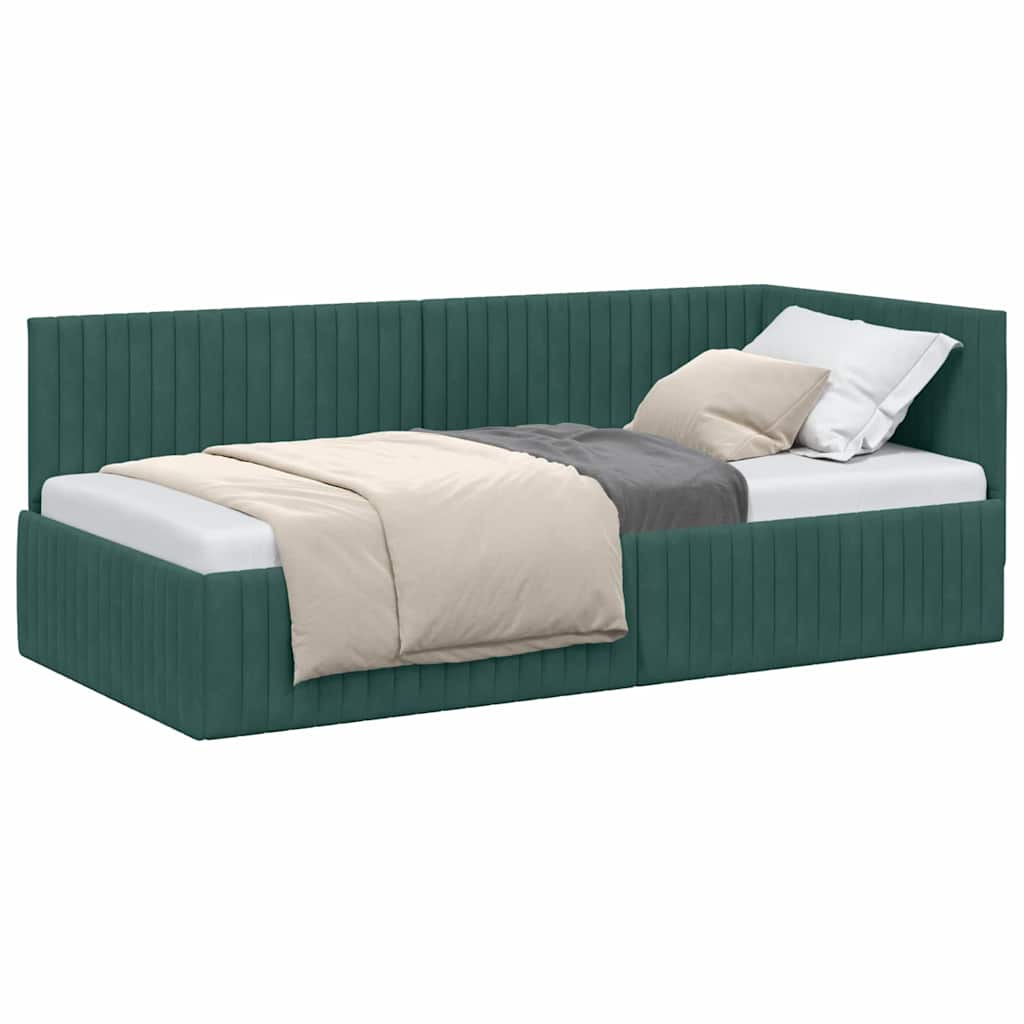 Cadre de lit d'angle Vert foncé 90 x 190 cm Velours - XIOS