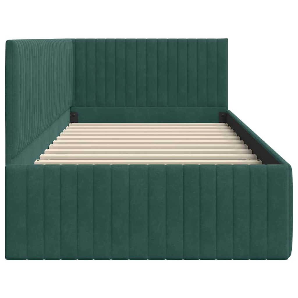Cadre de lit d'angle Vert foncé 90 x 190 cm Velours - XIOS