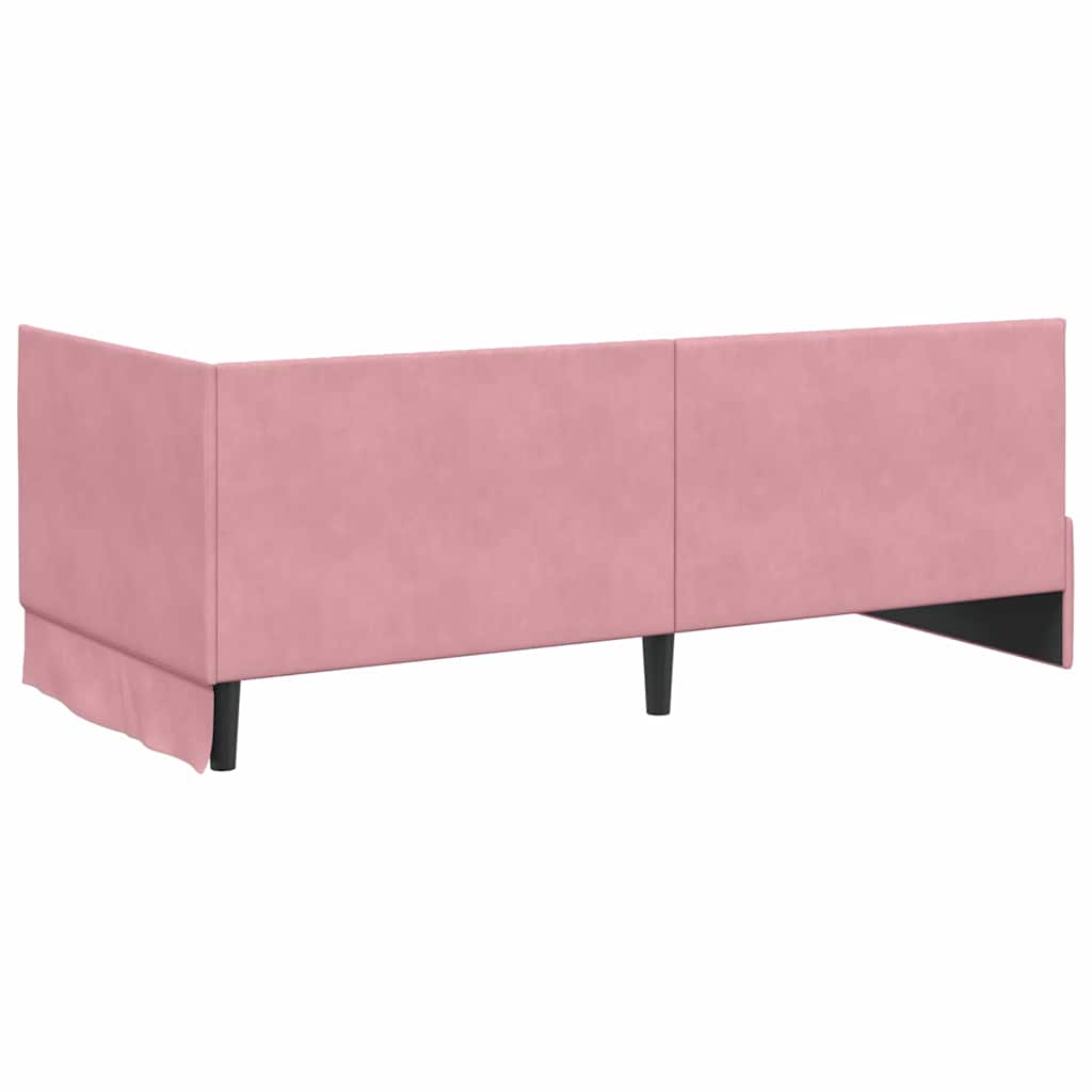 Cadre de lit d'angle avec tête de lit Rose 90 x 190 cm Velours - XIOS