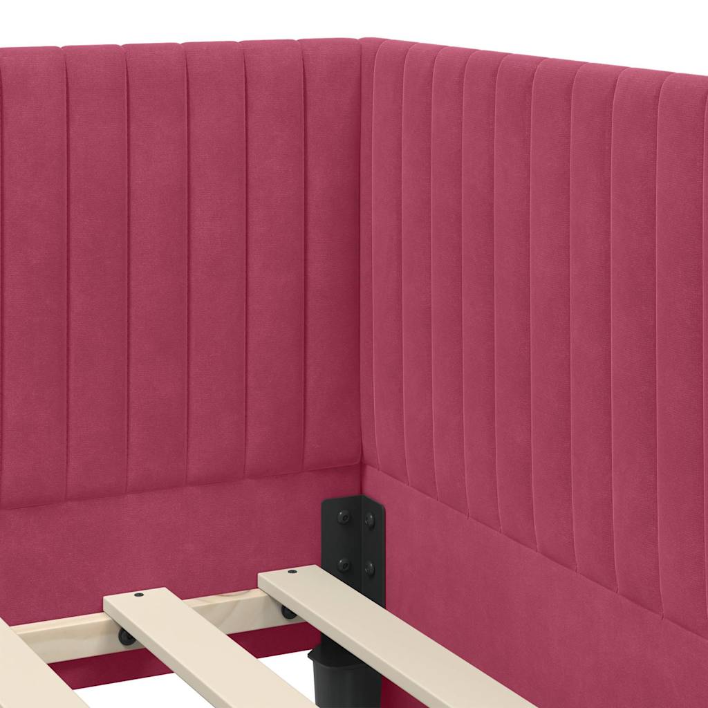 Cadre de lit d'angle Rouge bordeaux 90 x 190 cm Velours - XIOS