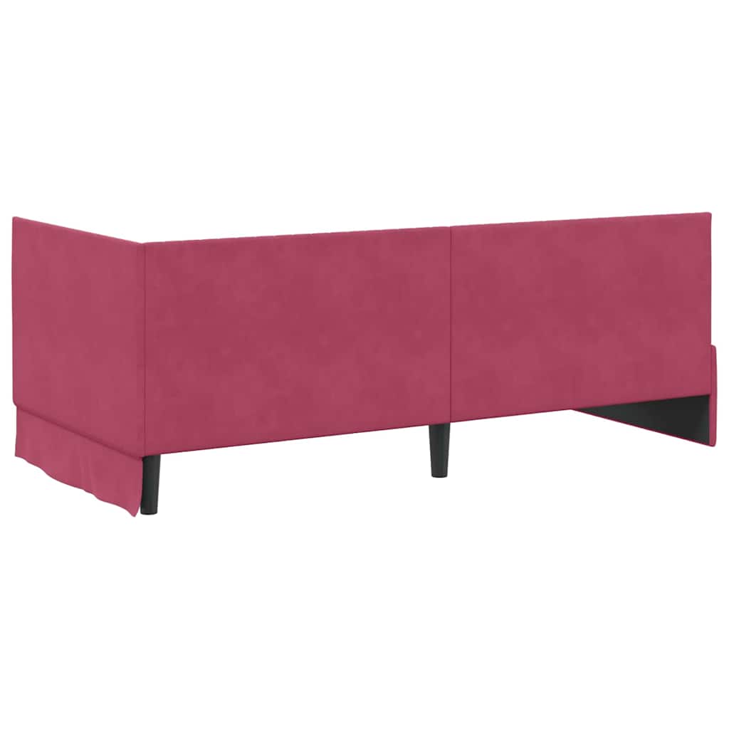 Cadre de lit d'angle Rouge bordeaux 90 x 190 cm Velours - XIOS