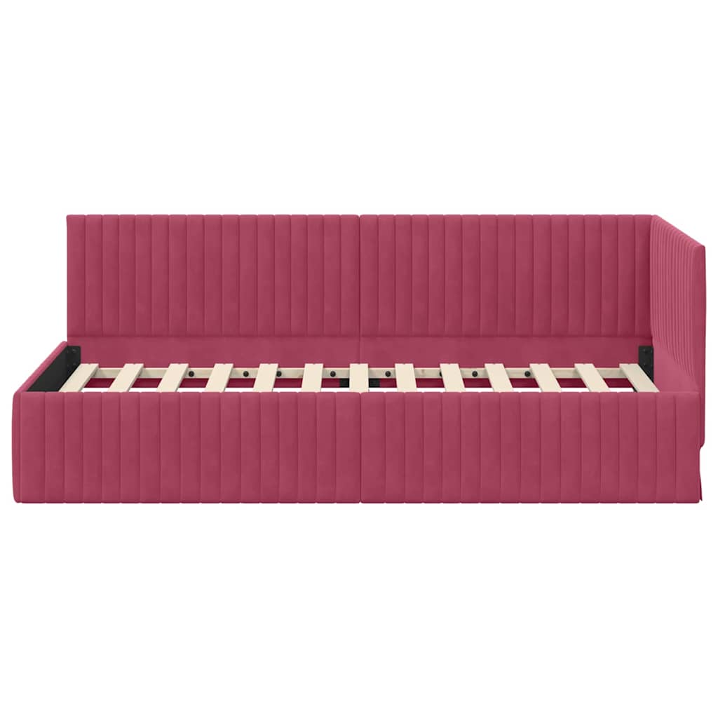 Cadre de lit d'angle Rouge bordeaux 90 x 190 cm Velours - XIOS