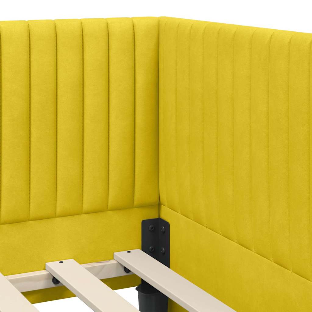 Cadre de lit d'angle avec tête de lit Jaune 90 x 190 cm Velours - XIOS