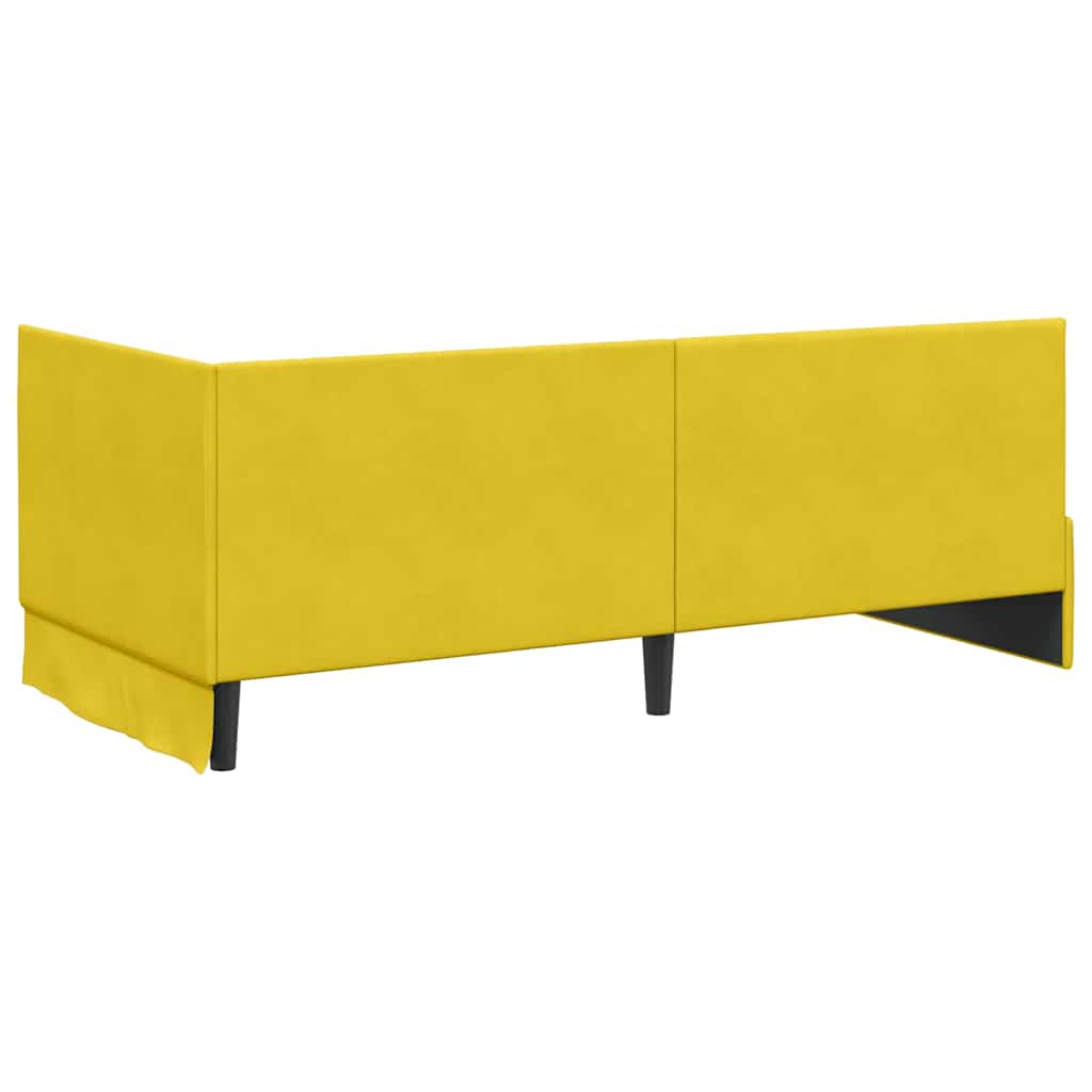 Cadre de lit d'angle avec tête de lit Jaune 90 x 190 cm Velours - XIOS