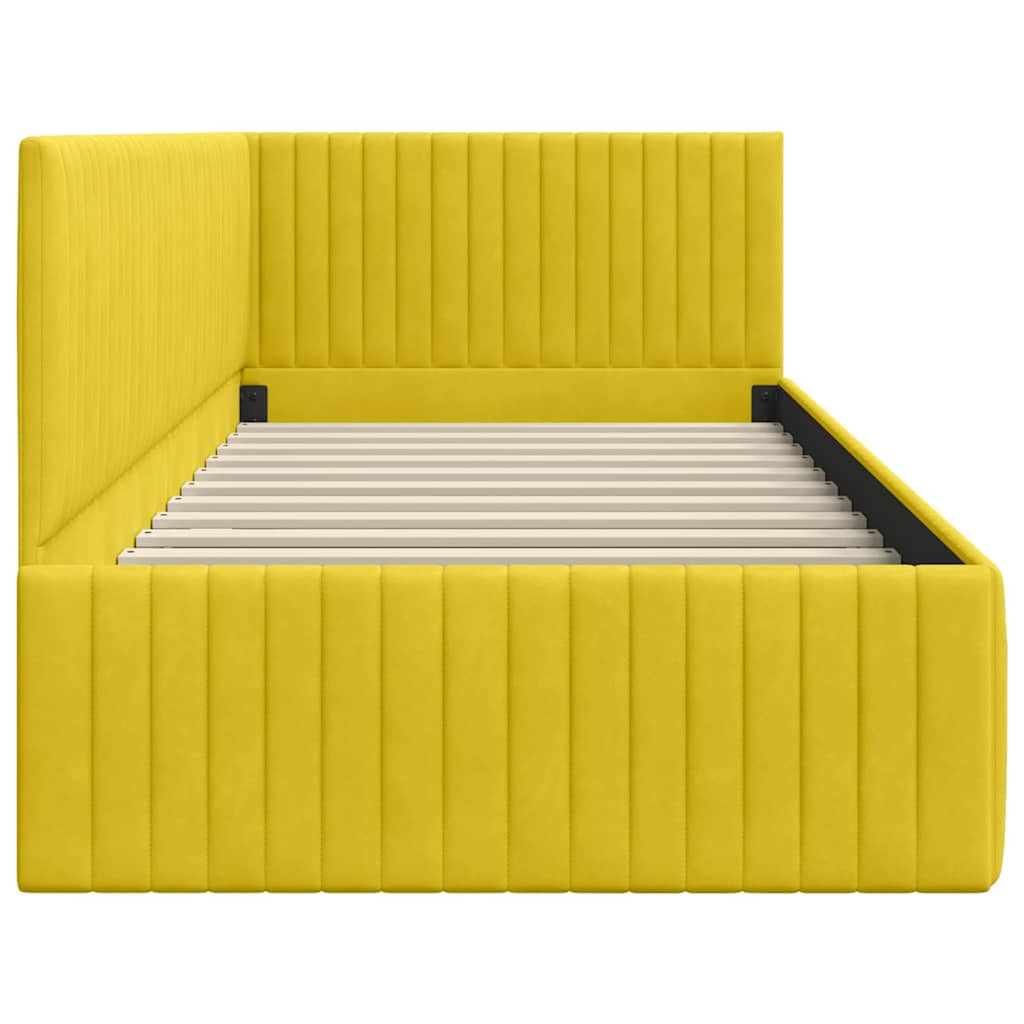 Cadre de lit d'angle avec tête de lit Jaune 90 x 190 cm Velours - XIOS