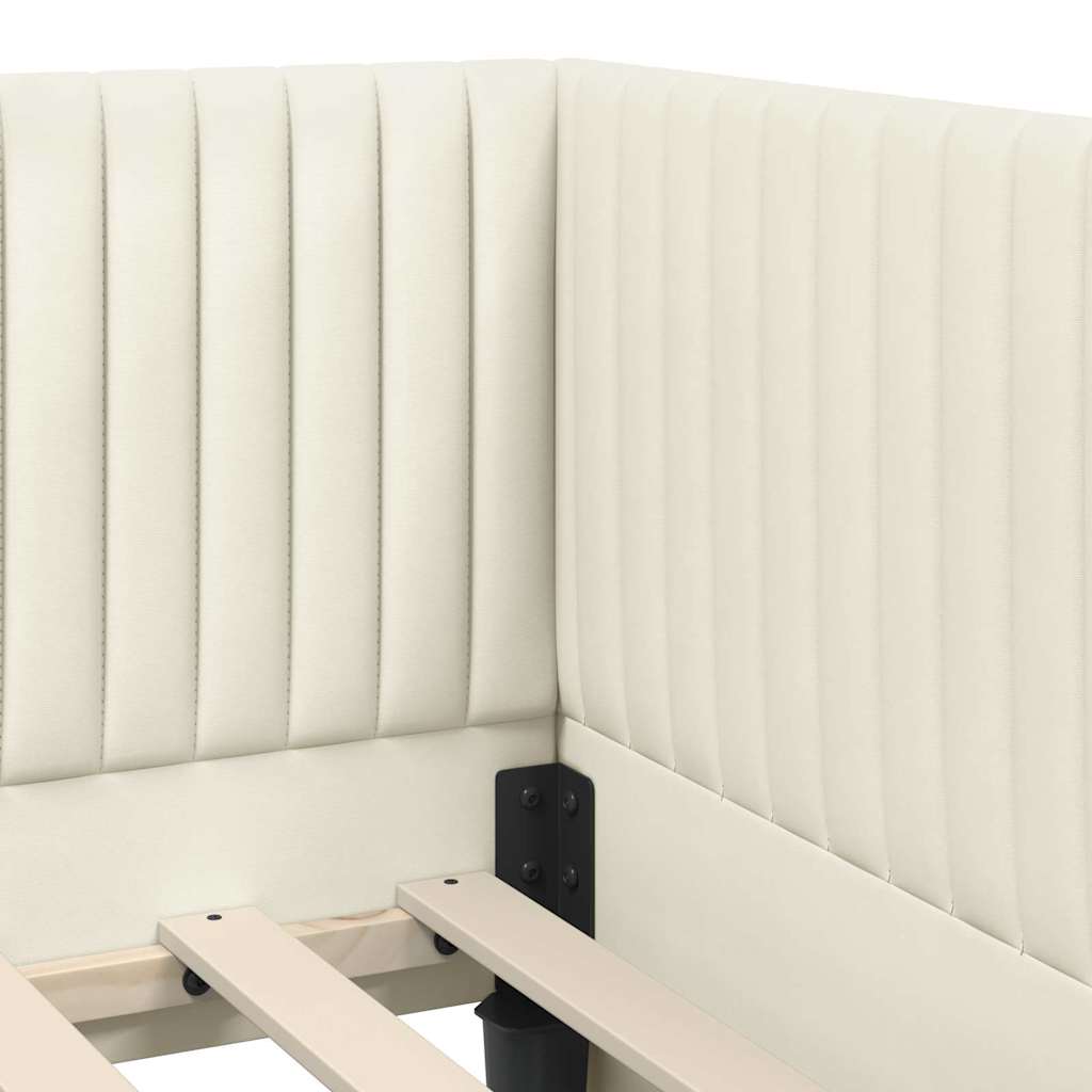 Cadre de lit d'angle avec tête de lit Crème 90 x 190 cm Velours - XIOS