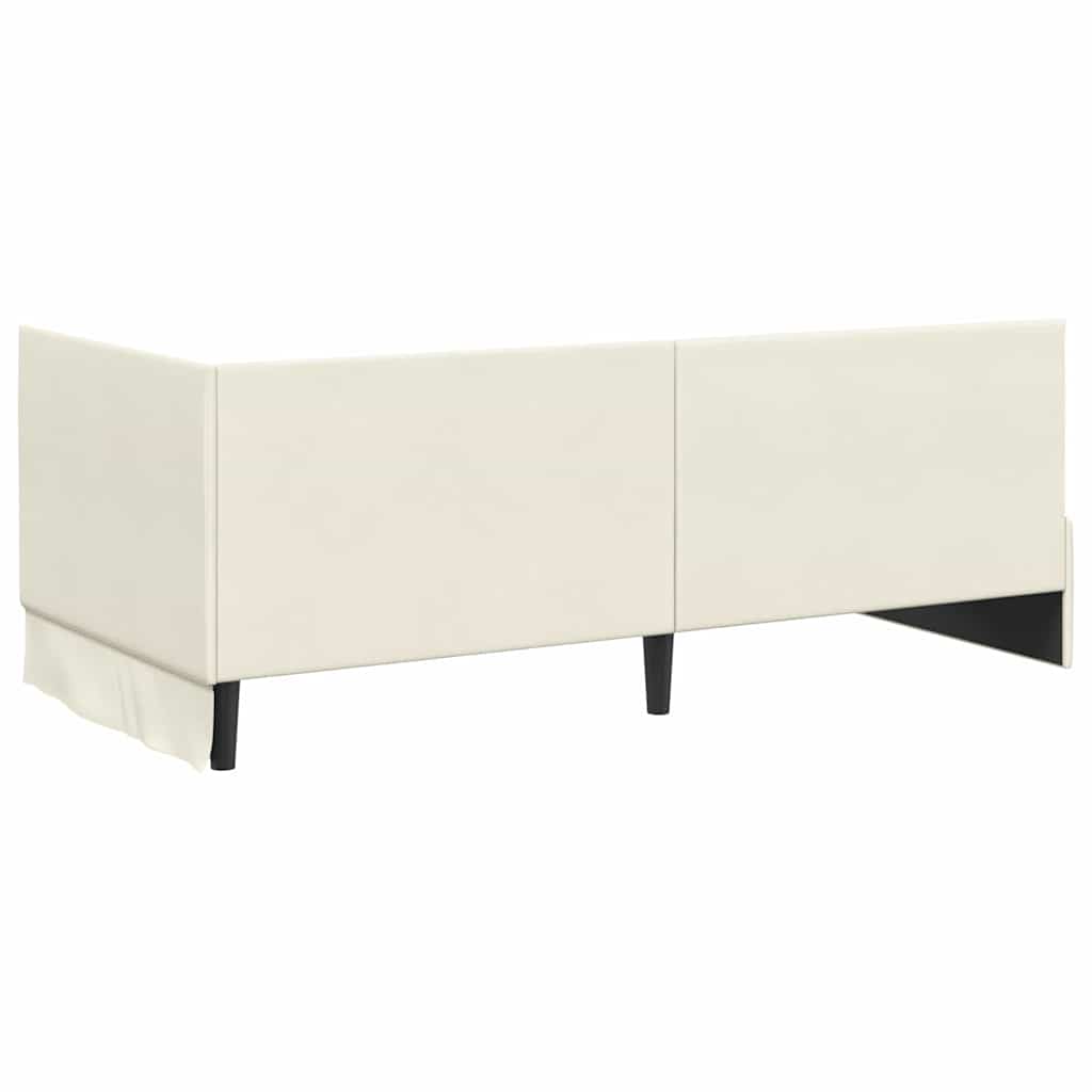Cadre de lit d'angle avec tête de lit Crème 90 x 190 cm Velours - XIOS