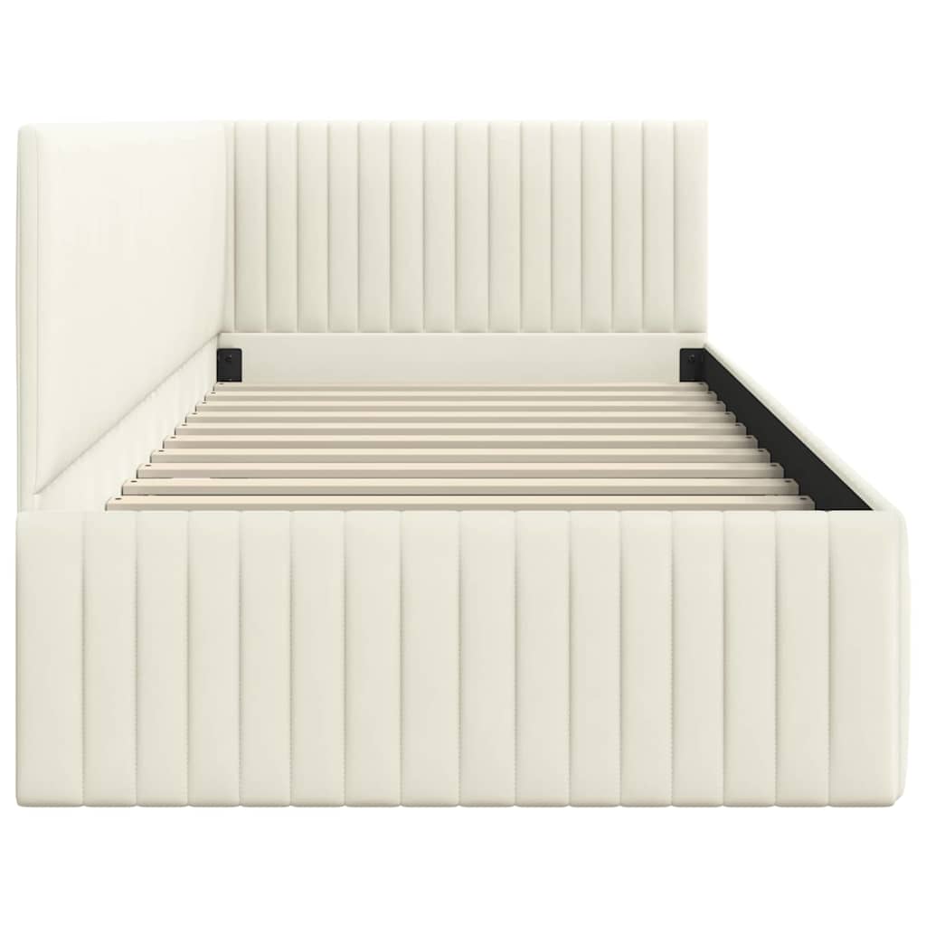 Cadre de lit d'angle avec tête de lit Crème 90 x 190 cm Velours - XIOS
