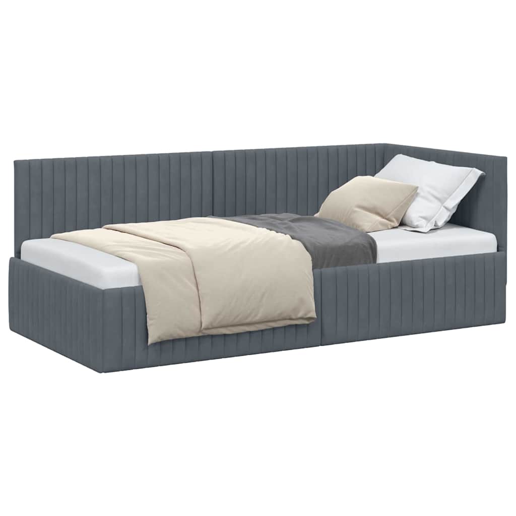 Cadre de lit d'angle Gris foncé 90 x 200 cm Velours - XIOS