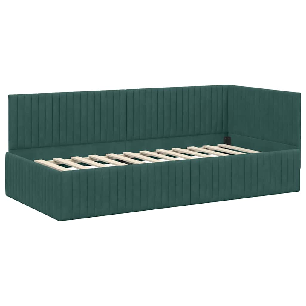 Cadre de lit d'angle Vert foncé 90 x 200 cm Velours - XIOS