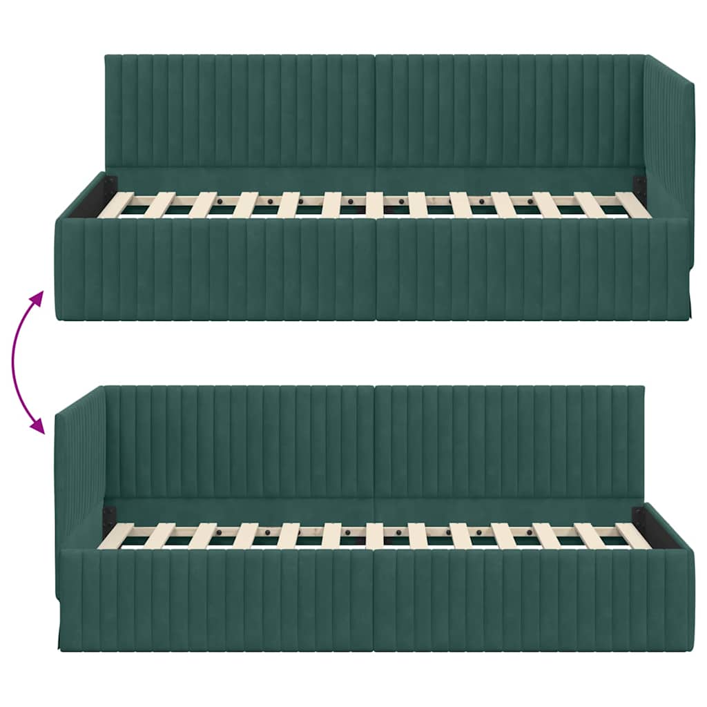 Cadre de lit d'angle Vert foncé 90 x 200 cm Velours - XIOS