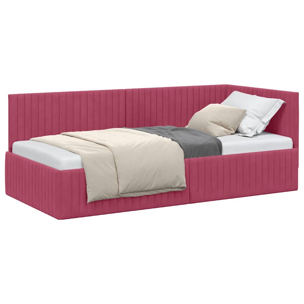 Cadre de lit d'angle Rouge bordeaux 90 x 200 cm Velours - XIOS