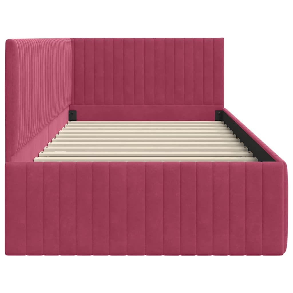 Cadre de lit d'angle Rouge bordeaux 90 x 200 cm Velours - XIOS