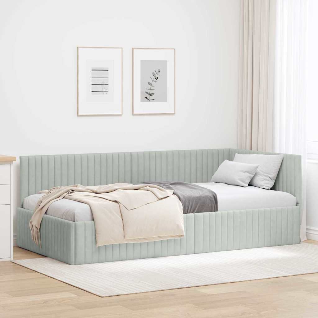 Cadre de lit d'angle Gris clair 100 x 200 cm Velours - XIOS