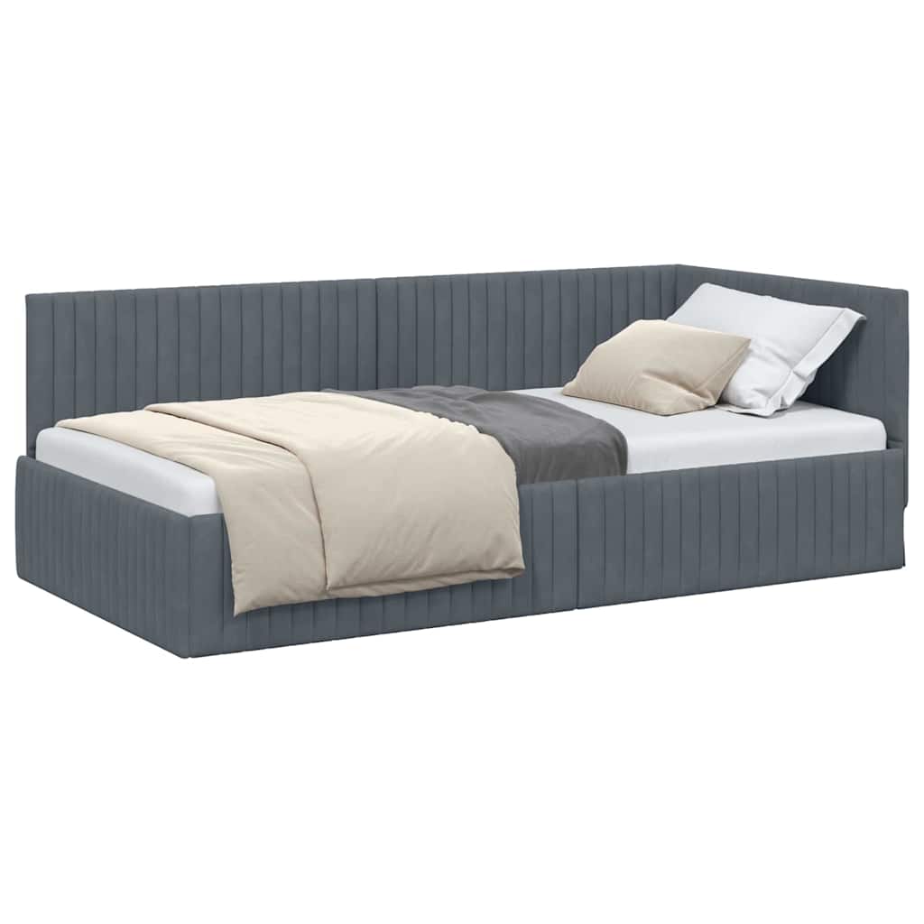 Cadre de lit d'angle Gris foncé 100 x 200 cm Velours - XIOS