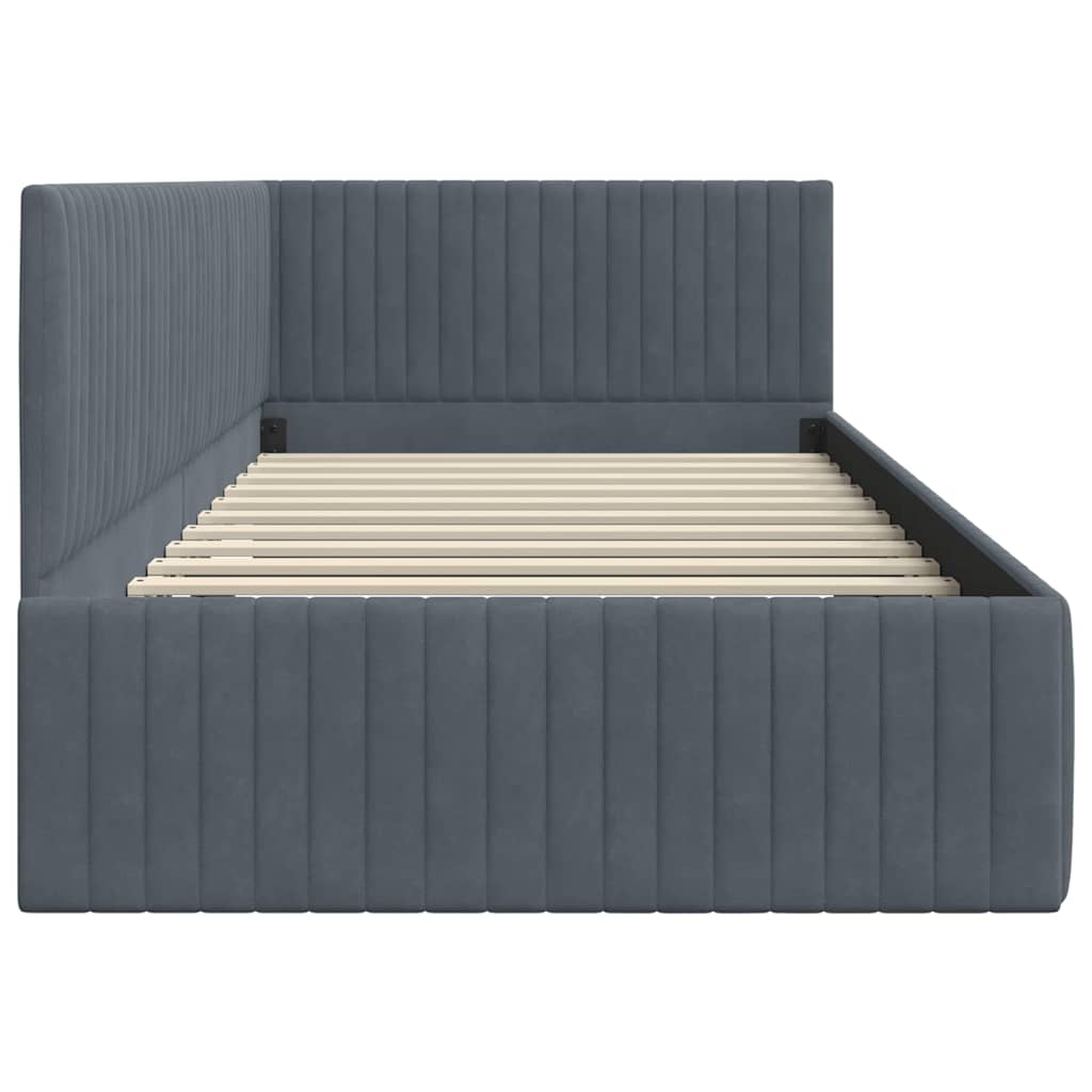 Cadre de lit d'angle Gris foncé 100 x 200 cm Velours - XIOS