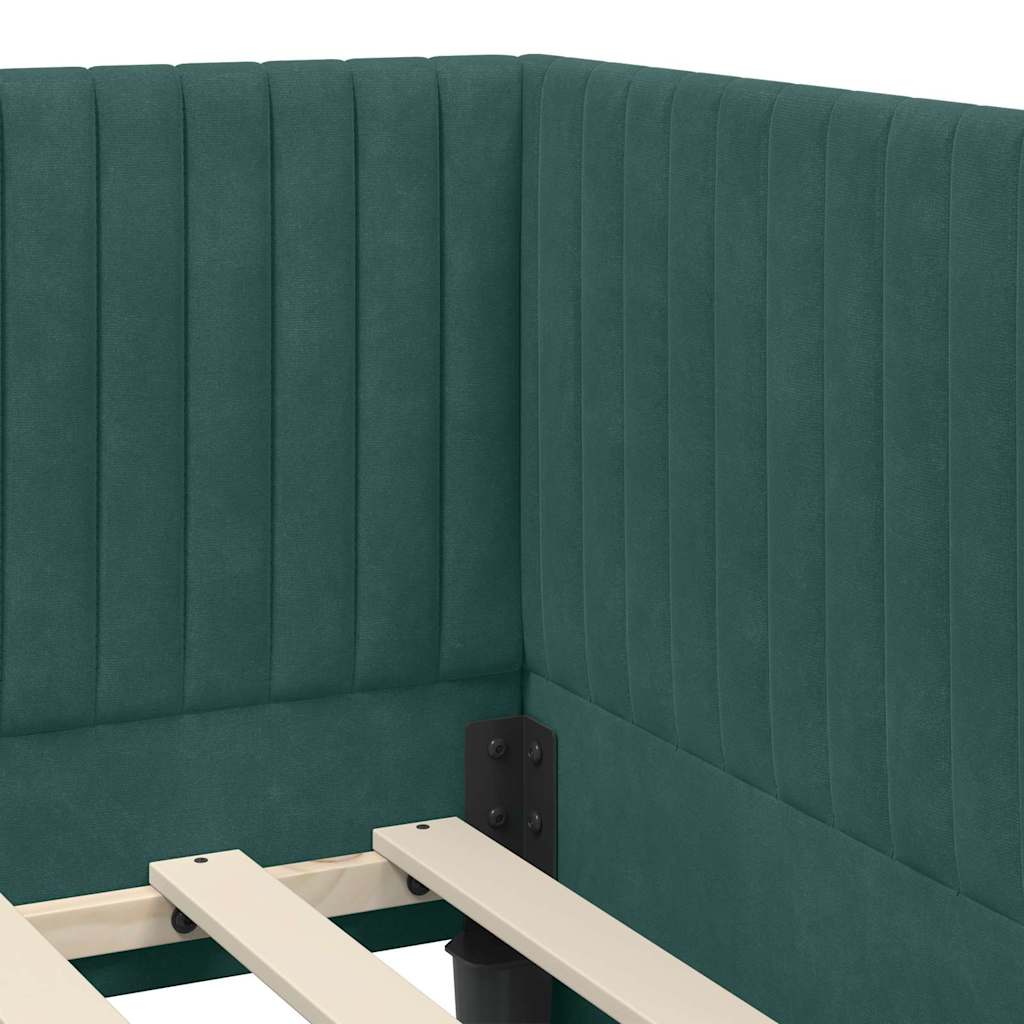 Cadre de lit d'angle Vert foncé 100 x 200 cm Velours - XIOS