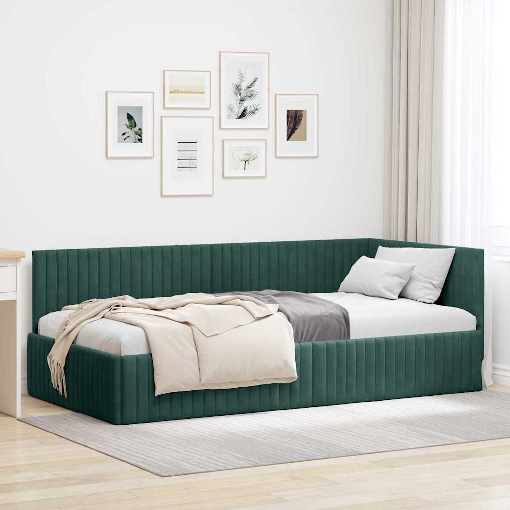 Cadre de lit d'angle Vert foncé 100 x 200 cm Velours - XIOS