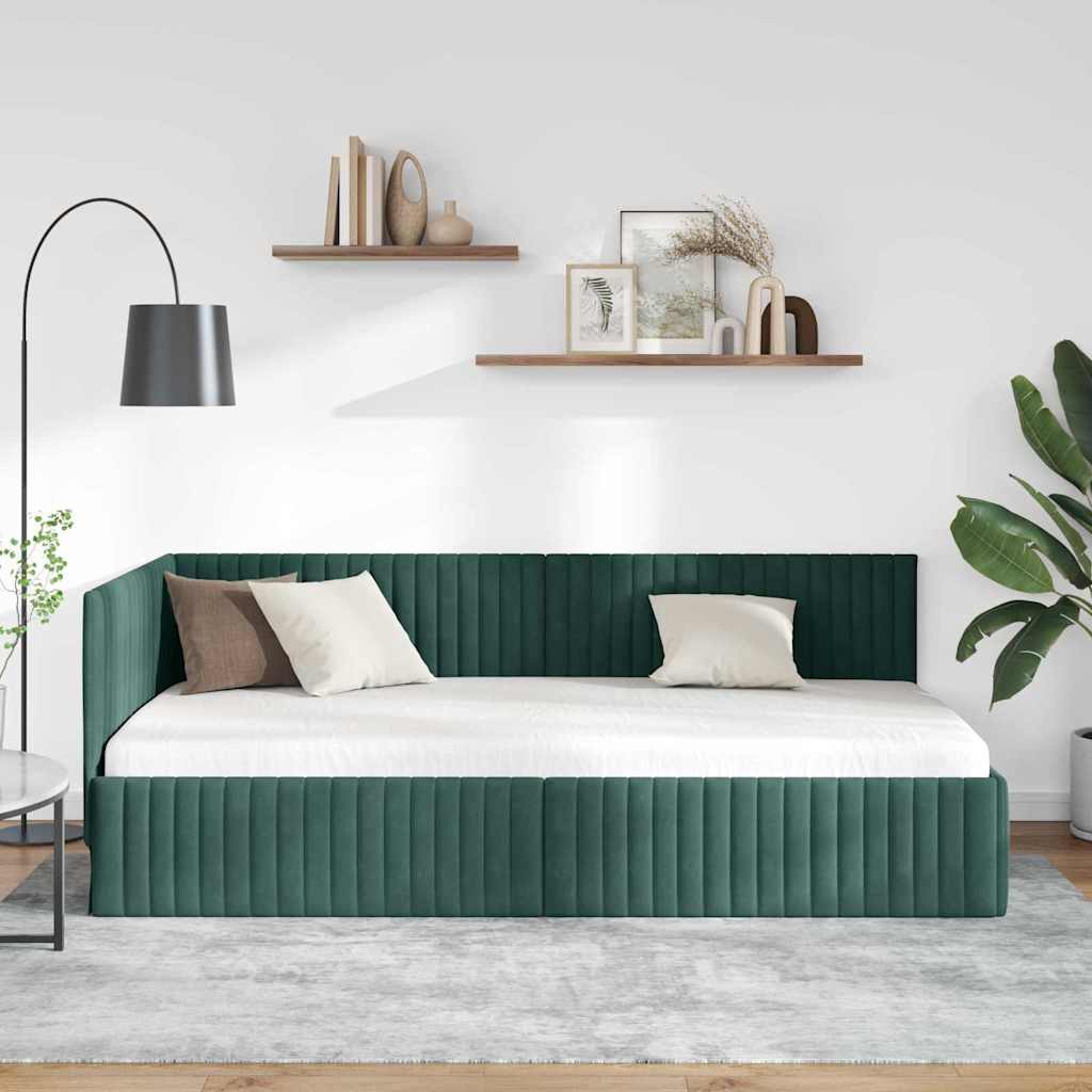 Cadre de lit d'angle Vert foncé 100 x 200 cm Velours - XIOS