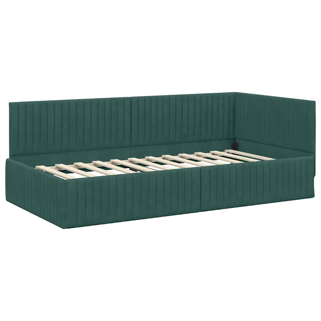 Cadre de lit d'angle Vert foncé 100 x 200 cm Velours - XIOS