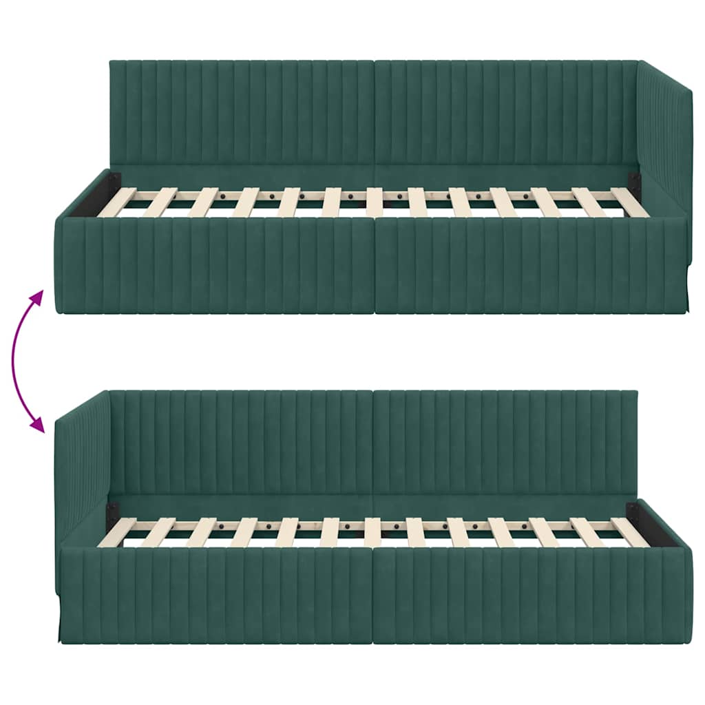 Cadre de lit d'angle Vert foncé 100 x 200 cm Velours - XIOS
