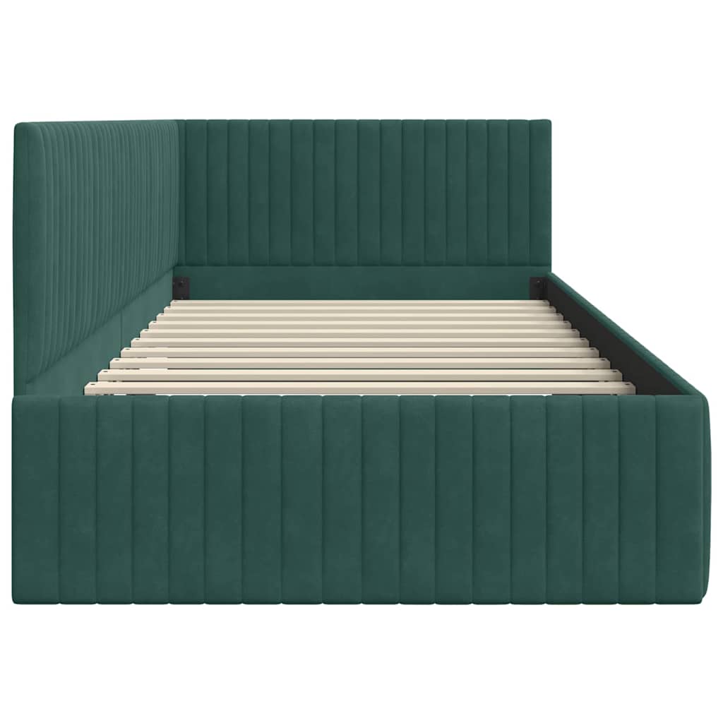 Cadre de lit d'angle Vert foncé 100 x 200 cm Velours - XIOS