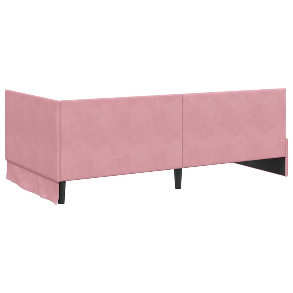 Cadre de lit d'angle avec tête de lit Rose 100 x 200 cm Velours - XIOS