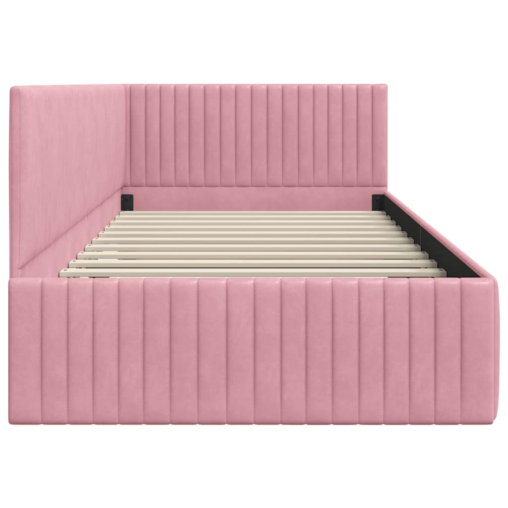Cadre de lit d'angle avec tête de lit Rose 100 x 200 cm Velours - XIOS