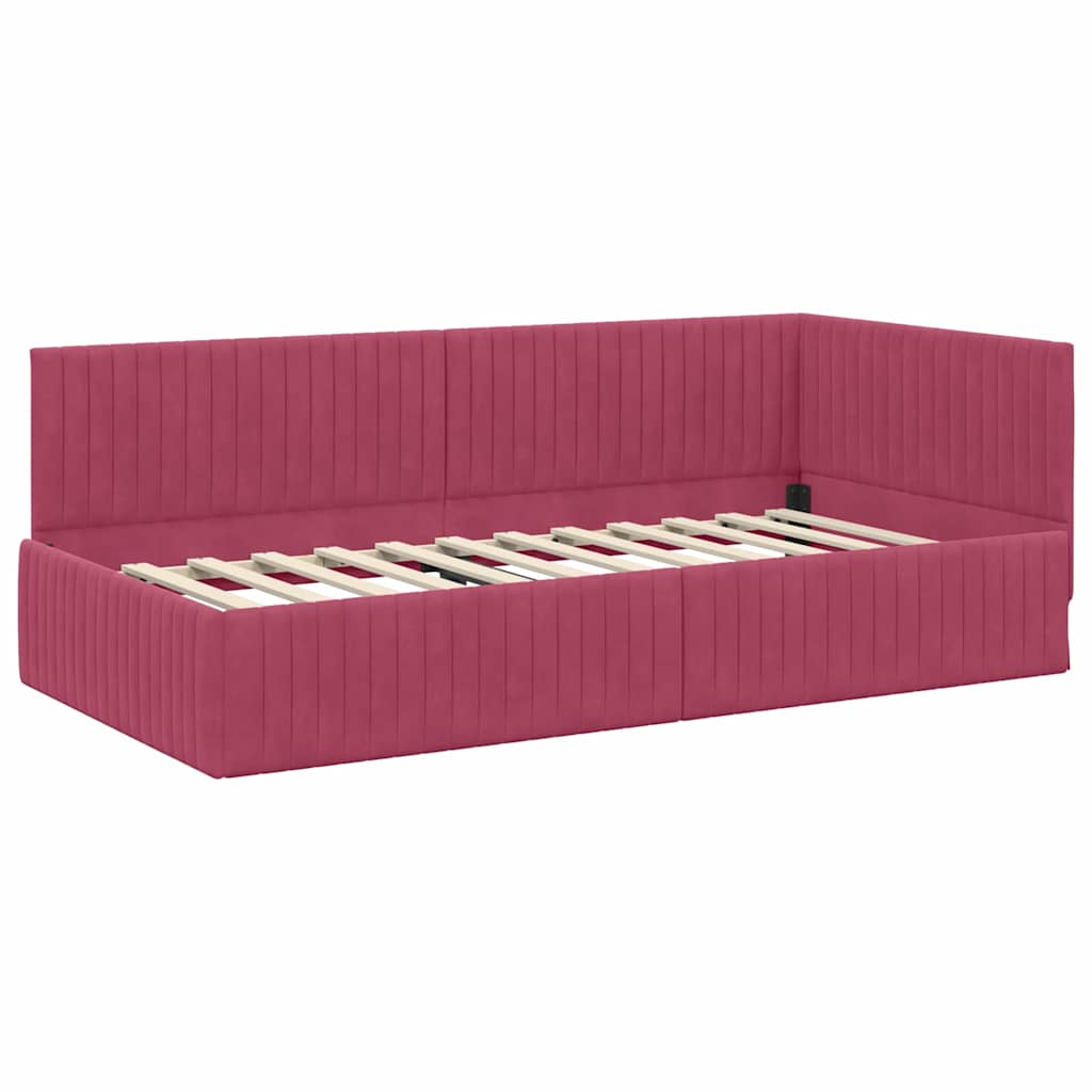 Cadre de lit d'angle Rouge bordeaux 100 x 200 cm Velours - XIOS