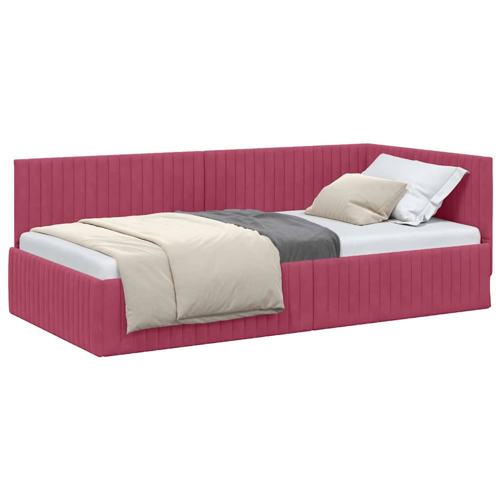 Cadre de lit d'angle Rouge bordeaux 100 x 200 cm Velours - XIOS