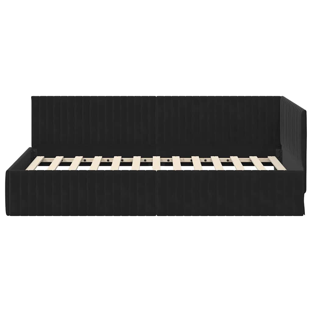 Cadre de lit d'angle avec tête de lit Noir 100 x 200 cm Velours - XIOS