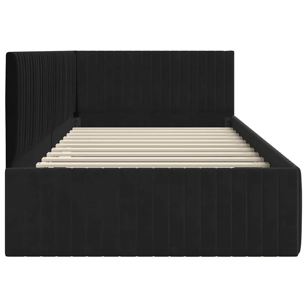 Cadre de lit d'angle avec tête de lit Noir 100 x 200 cm Velours - XIOS