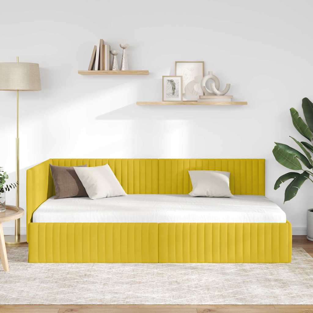 Cadre de lit d'angle Jaune 100 x 200 cm Velours - XIOS