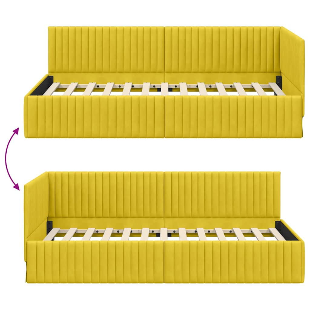 Cadre de lit d'angle Jaune 100 x 200 cm Velours - XIOS