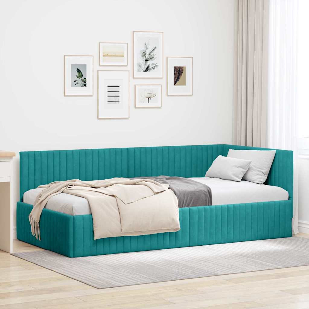 Cadre de lit d'angle Turquoise 100 x 200 cm Velours - XIOS