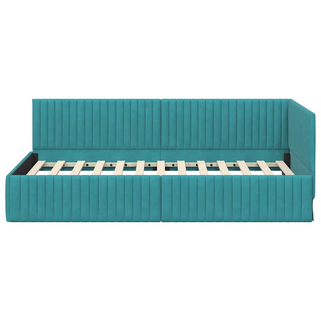 Cadre de lit d'angle Turquoise 100 x 200 cm Velours - XIOS