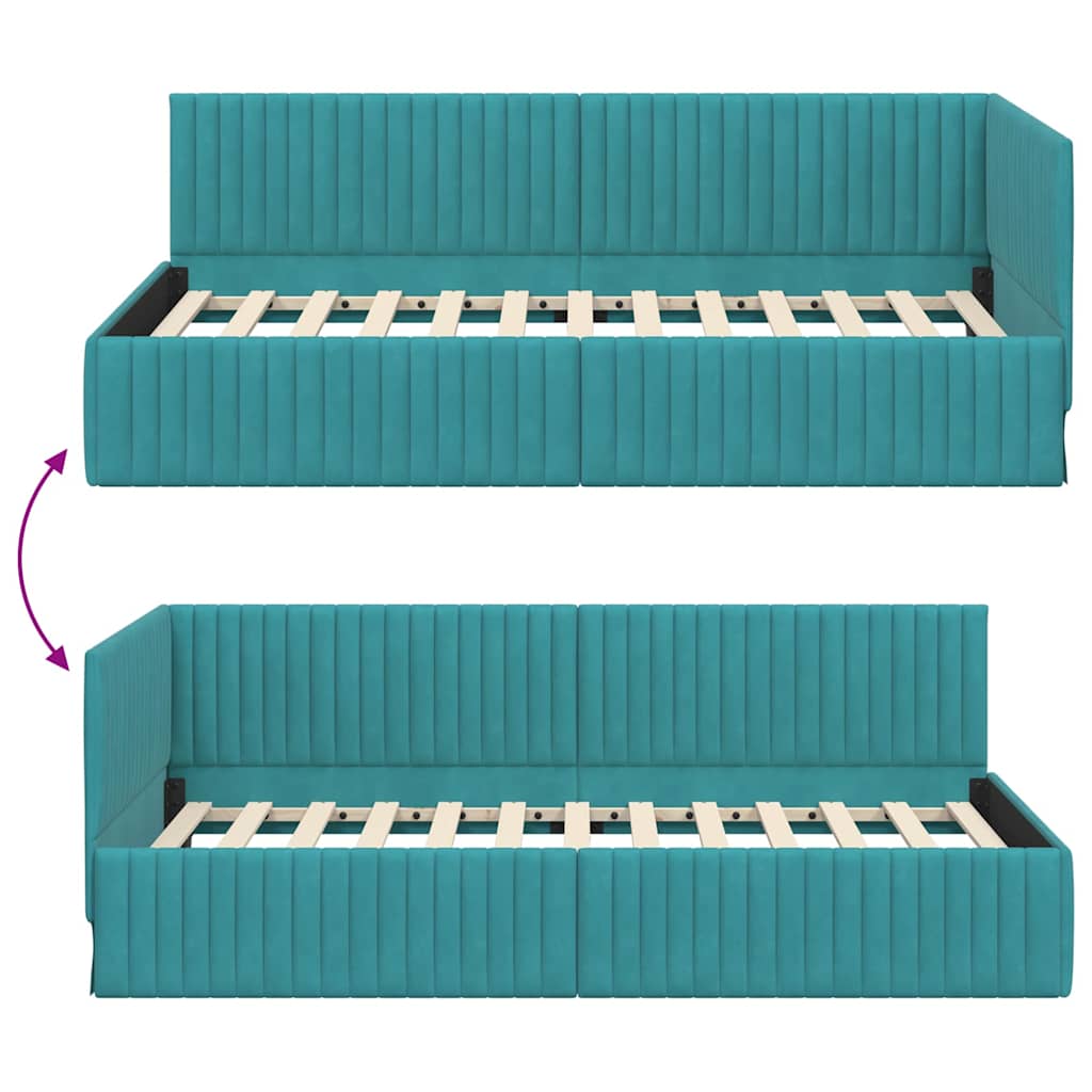 Cadre de lit d'angle Turquoise 100 x 200 cm Velours - XIOS