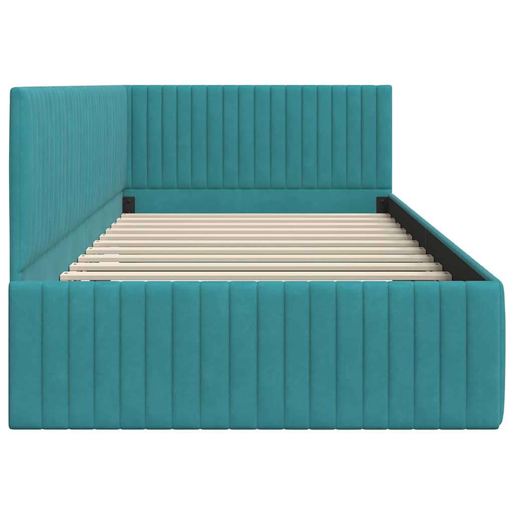Cadre de lit d'angle Turquoise 100 x 200 cm Velours - XIOS
