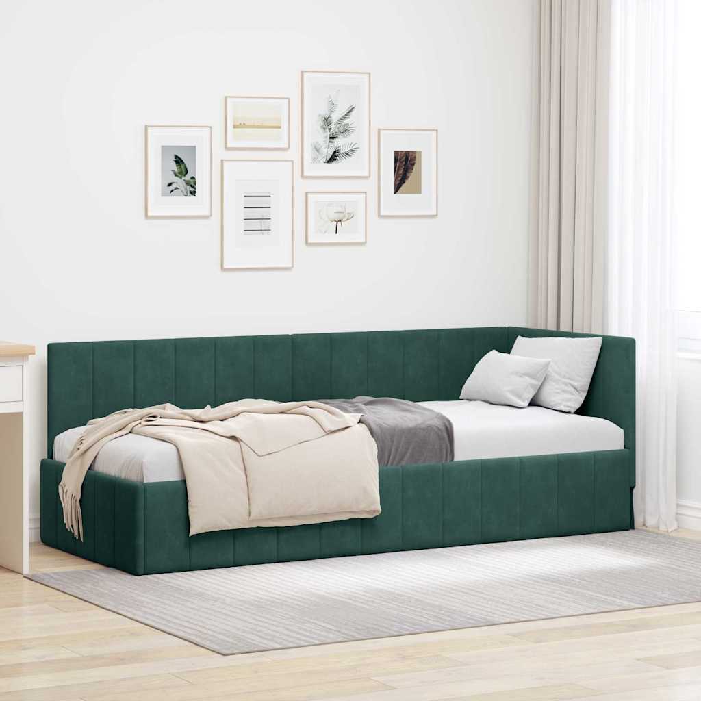 Cadre de lit d'angle Vert foncé 80 cm x 200 cm Velours - XIOS