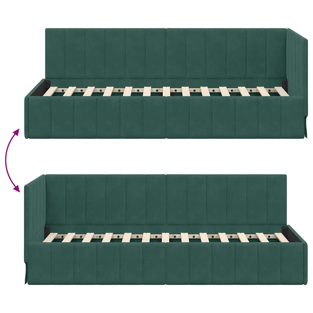 Cadre de lit d'angle Vert foncé 80 cm x 200 cm Velours - XIOS