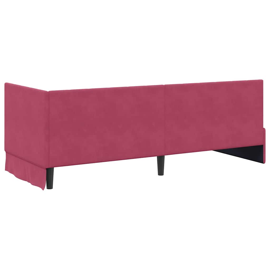 Cadre de lit d'angle Bordeaux 80 cm x 200 cm Velours - XIOS