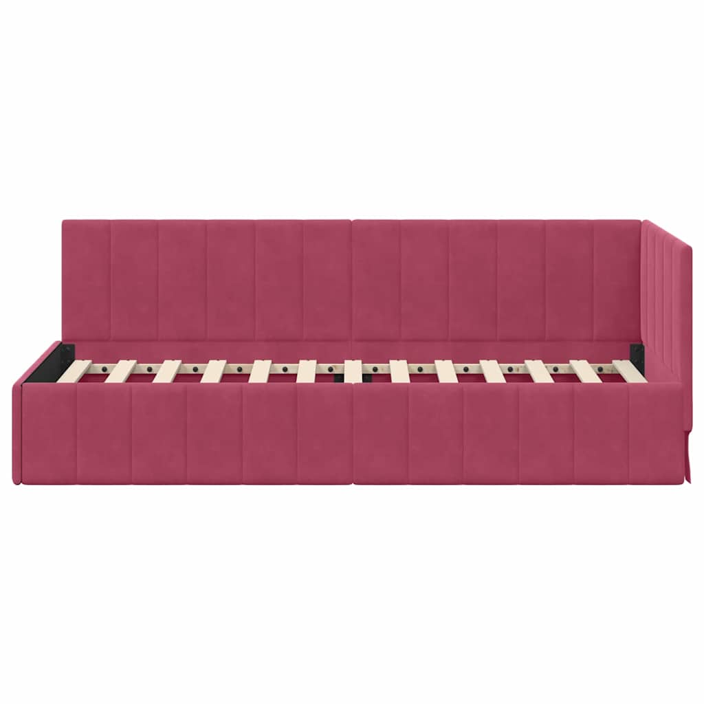 Cadre de lit d'angle Bordeaux 80 cm x 200 cm Velours - XIOS