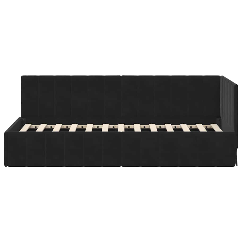 Cadre de lit d'angle Noir 80 cm x 200 cm Velours - XIOS