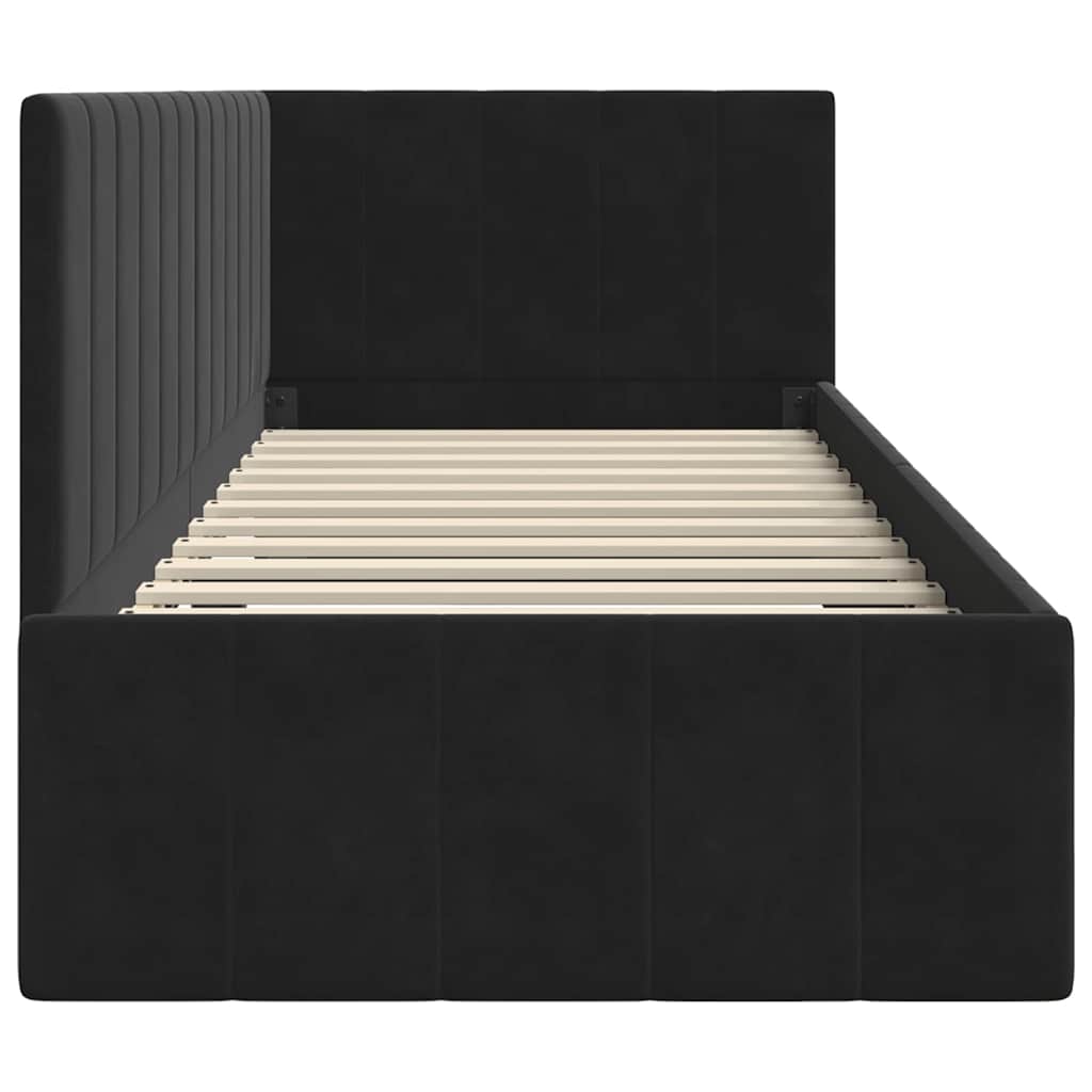 Cadre de lit d'angle Noir 80 cm x 200 cm Velours - XIOS