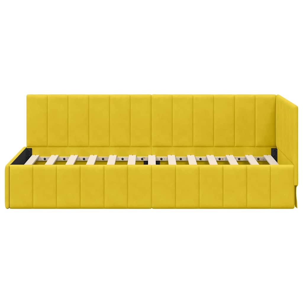 Cadre de lit d'angle Jaune 80 cm x 200 cm Velours - XIOS