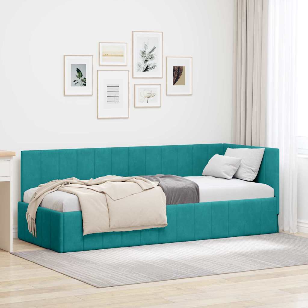 Cadre de lit d'angle Turquoise 80 cm x 200 cm Velours - XIOS