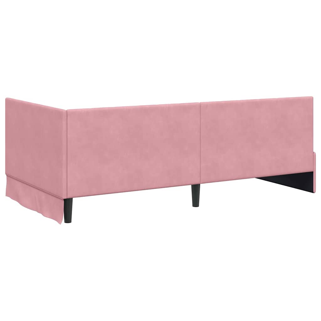 Cadre de lit d'angle Rose 90 cm x 190 cm Velours
