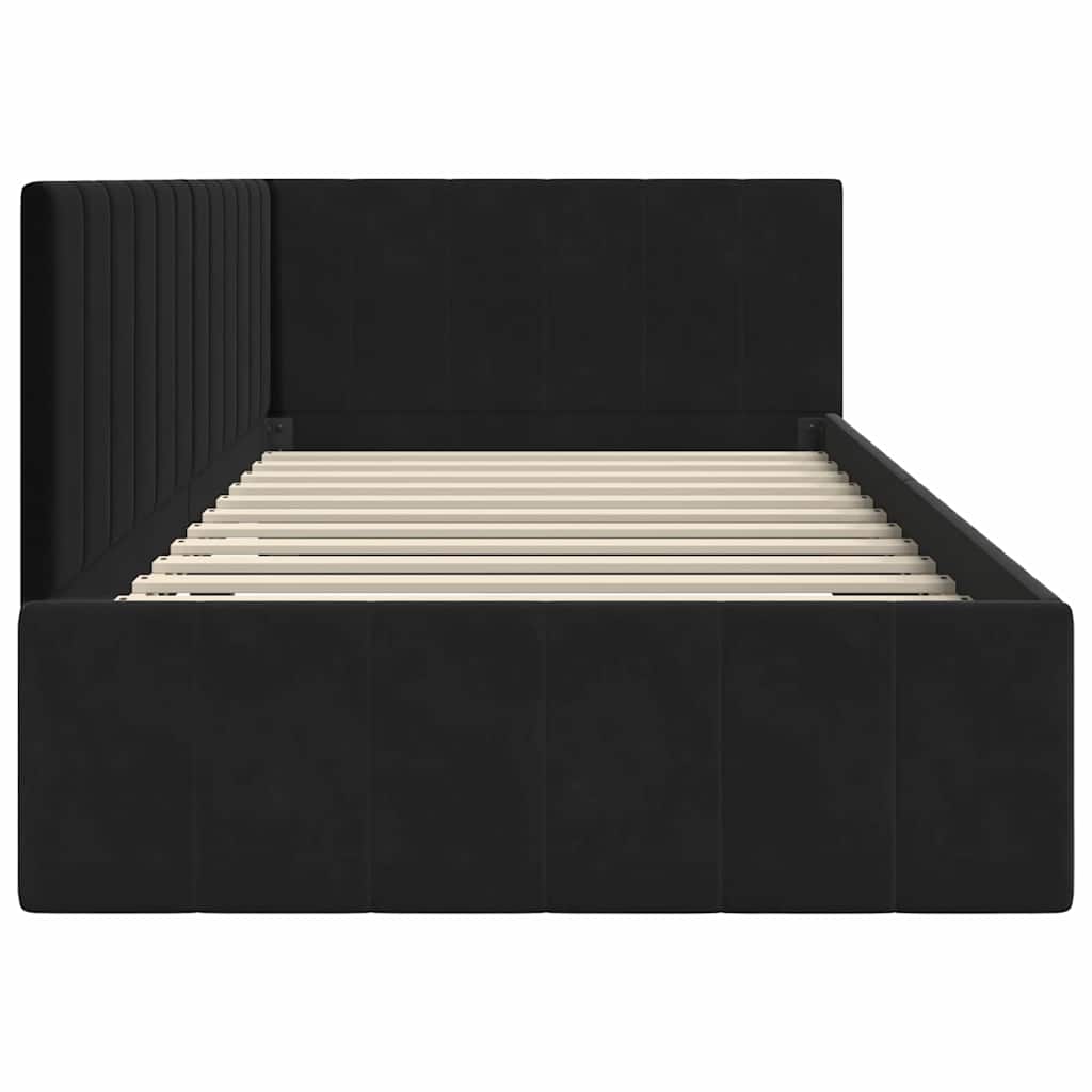 Cadre de lit d'angle Noir 90 cm x 190 cm Velours