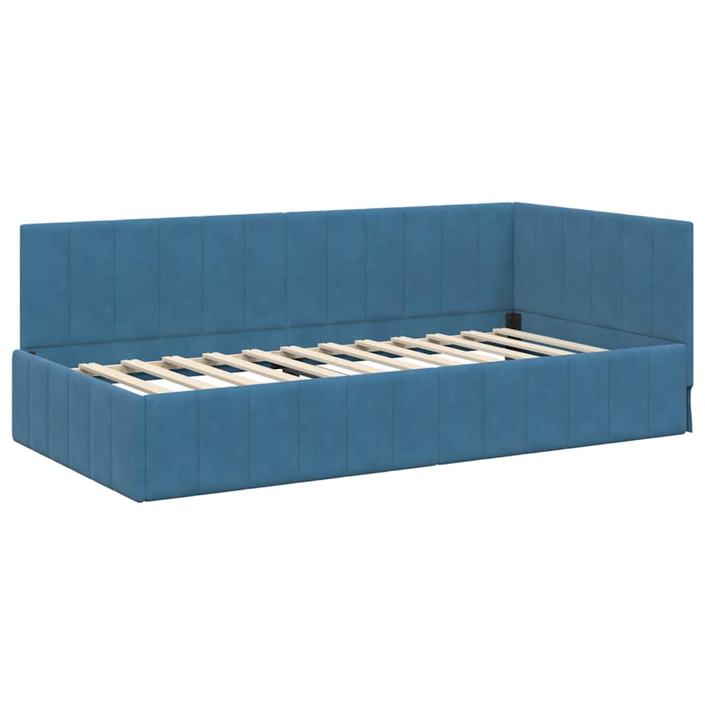 Cadre de lit d'angle Bleu 90 cm x 200 cm Velours - XIOS