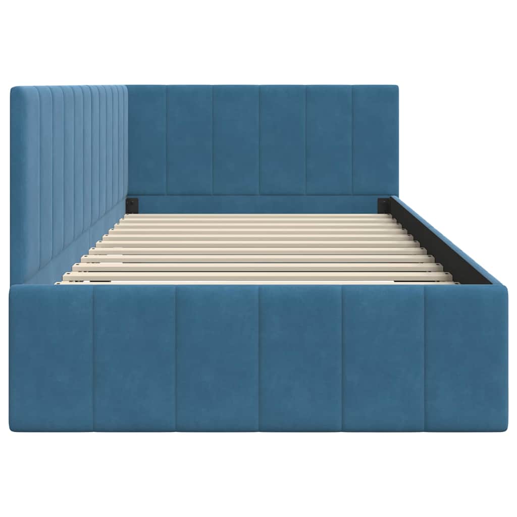 Cadre de lit d'angle Bleu 90 cm x 200 cm Velours - XIOS